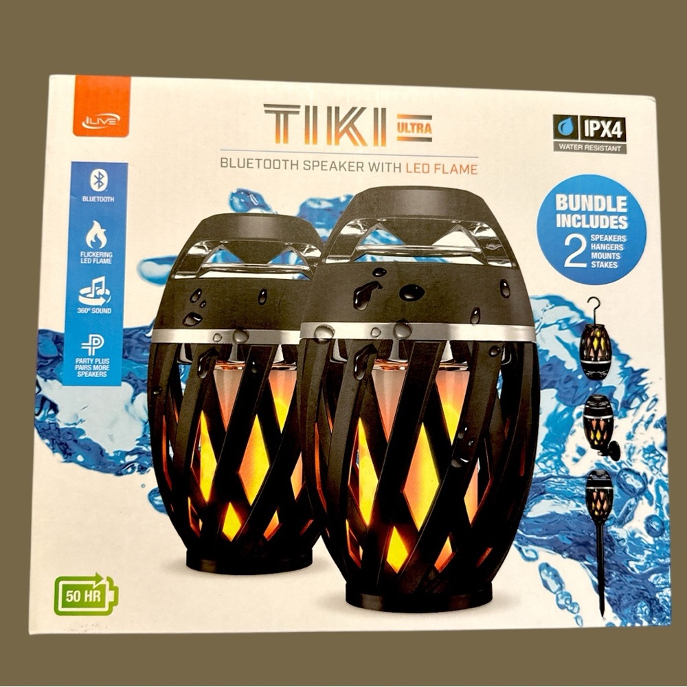 Tiki Ultra Bluetooth Speaker with LED Flame - Black